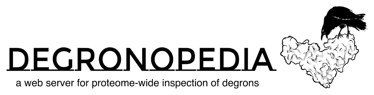 DEGRONOPEDIA wordmark, with a crow perched on a protein structure